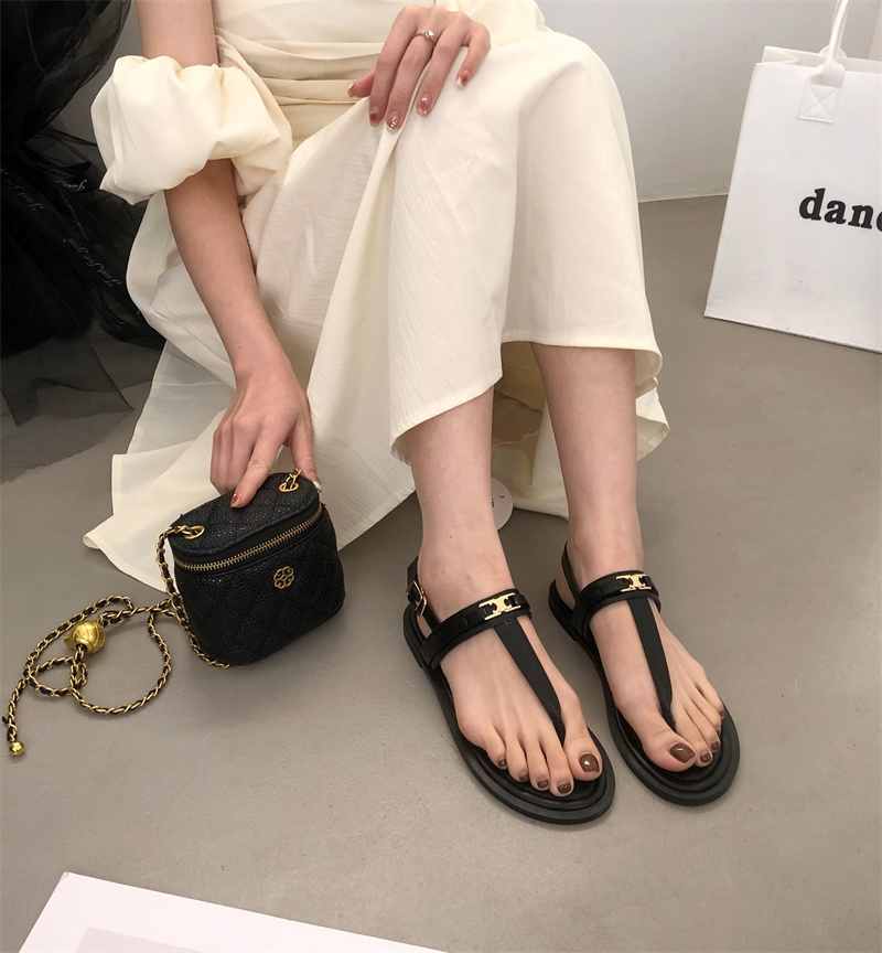 2025 Summer Fashion Flat Toe Thong Sandals Roman Style Women's Slippers Korean Trend - Image 2
