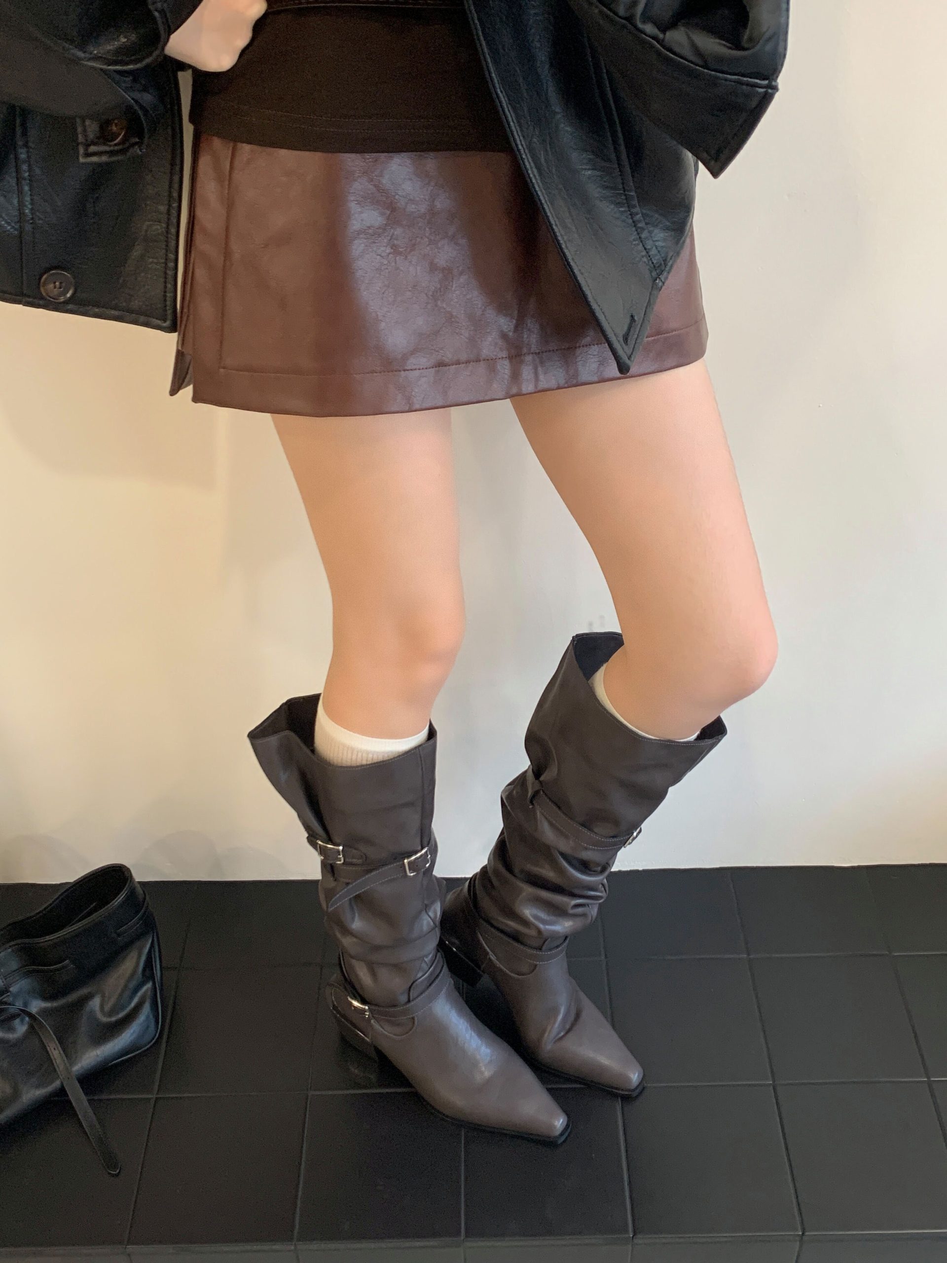 2025 New Fashion Versatile European and American Style Suede Square Toe Chunky Heel Riding Boots Long Boots Slim High Boots for Women