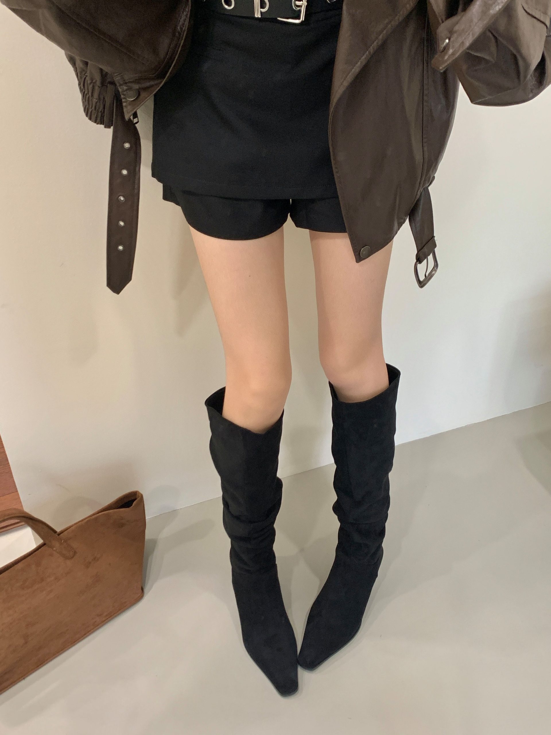 2025 New Fashion Versatile European American Style Suede Square Toe Chunky Heel Riding Boots Tall Boots Slim High Boots Women - Image 2