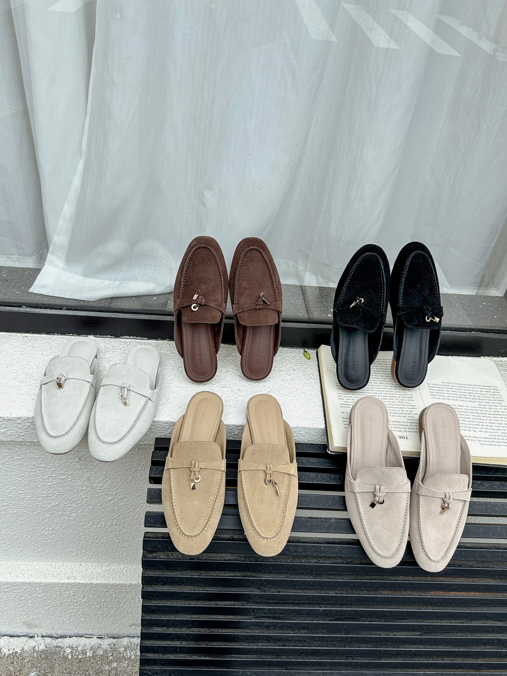 2026 Spring New Women’s Leather Half Slippers Casual Flat Square Toe